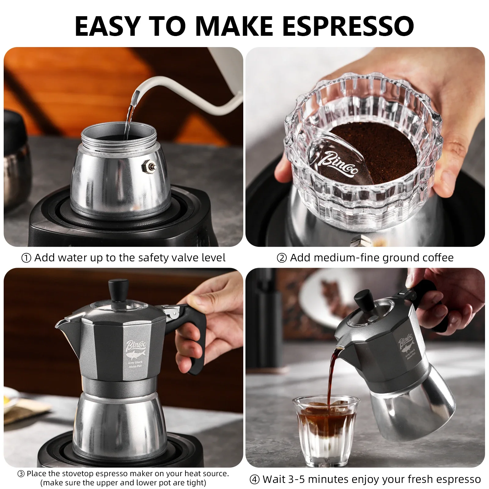 Cafetière Moka Bincoo à double - Coffee Equipment Tools avis et prix