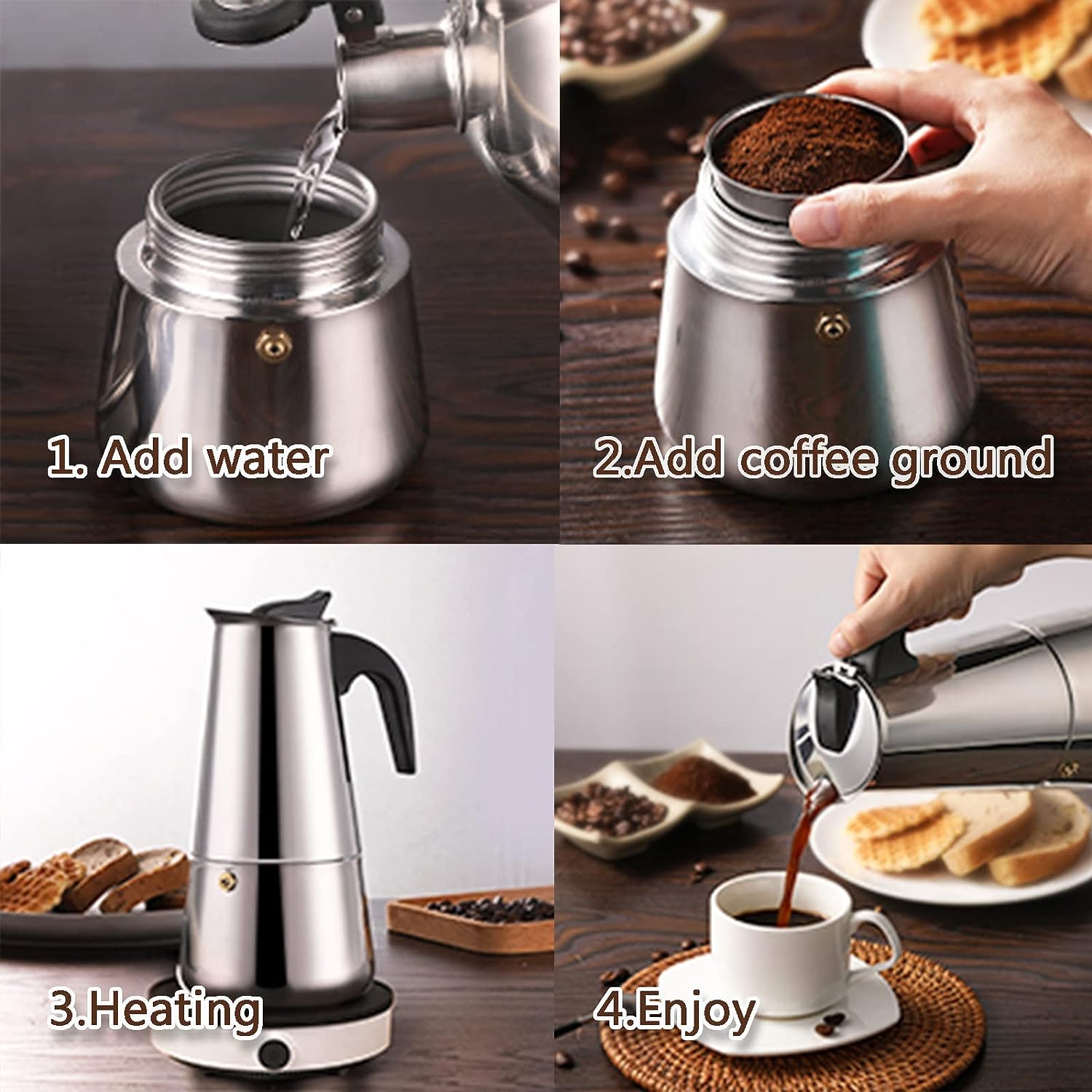 4/6/9 Tasses Moka Pot Caffe Ma - Coffee Equipment Tools avis et prix